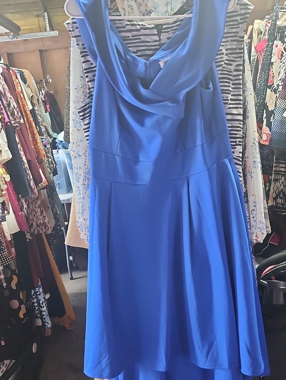 Sleeveless Cowl Neck Midi Dress in Royal Blue